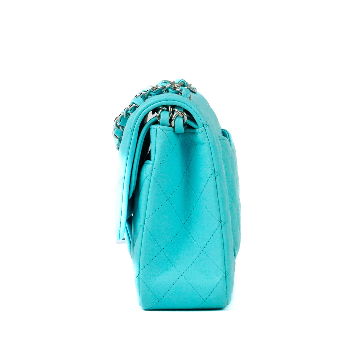 Chanel Timeless Classic in Turquoise Lambskin Leather SHW