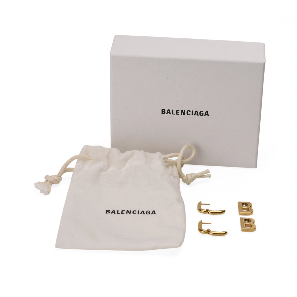 Balenciaga B Chain Xl Earrings in Gold