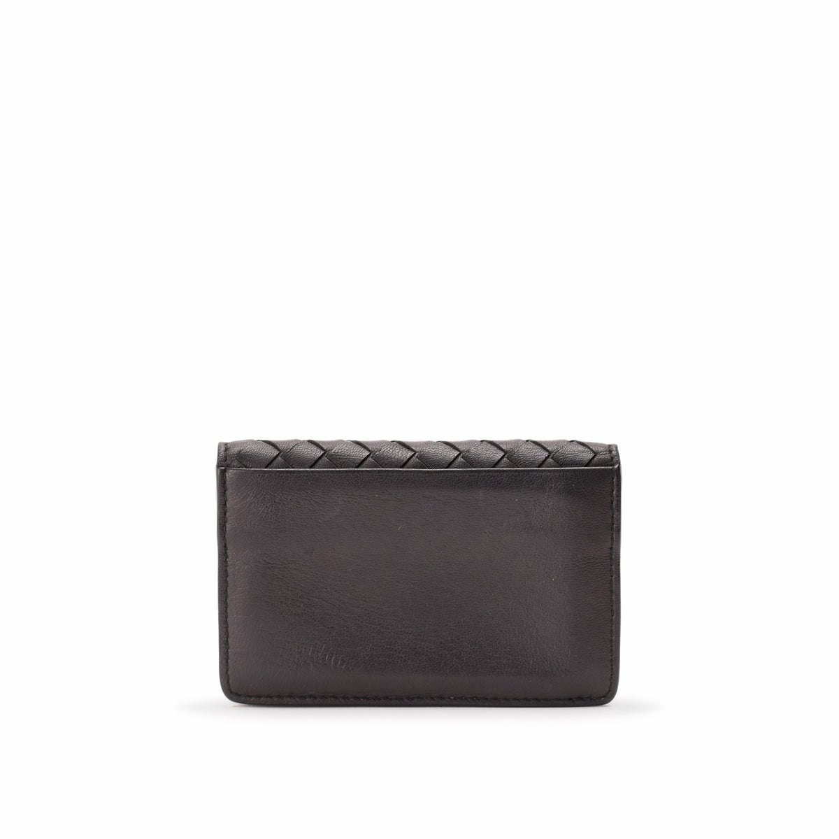 Black braided leather card holder, curated Pre-loved Luxury by Myluxe in Helsinki.