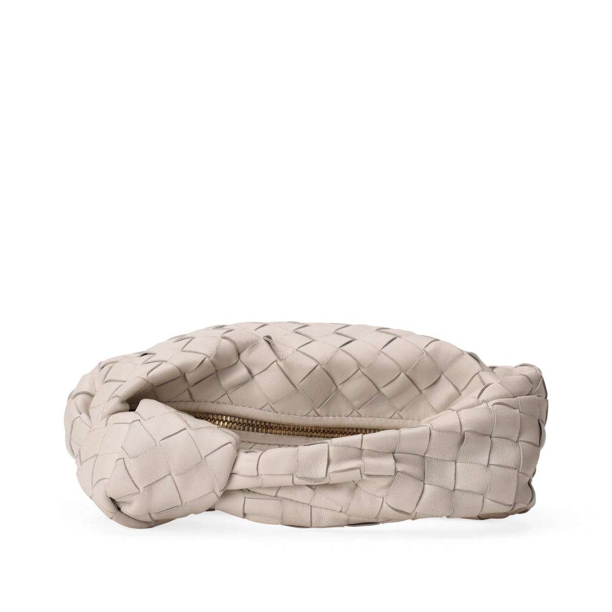Bottega Veneta white woven leather clutch bag. curated Pre-loved Luxury by Myluxe in Helsinki.