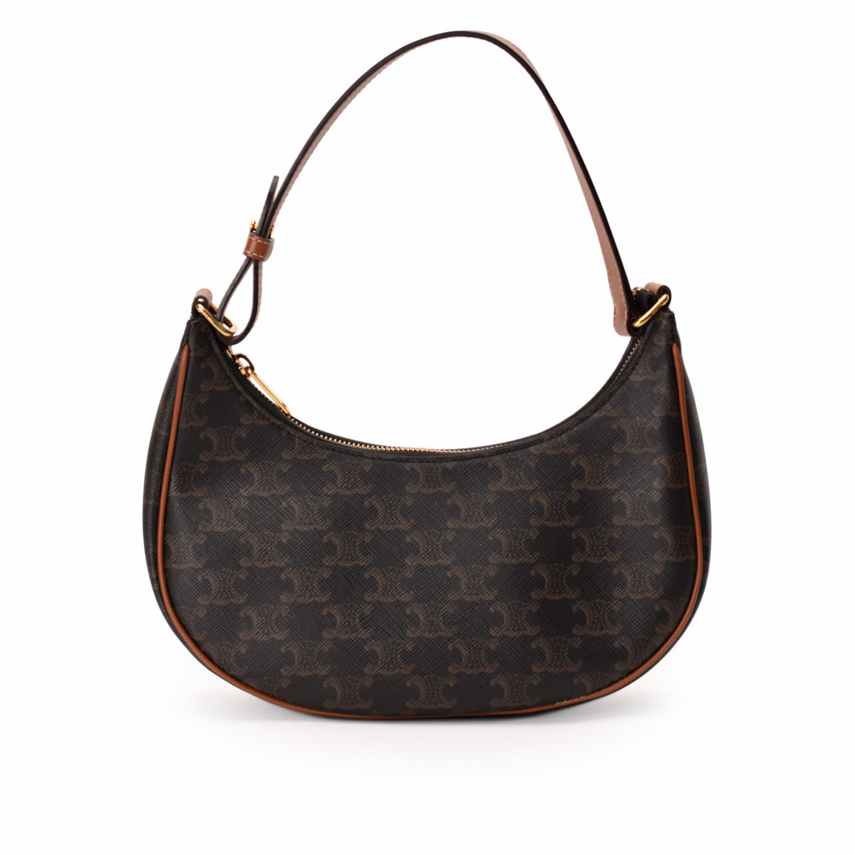 Brown Celine monogram hobo bag with leather trim, curated Pre-loved Luxury by Myluxe in Helsinki.