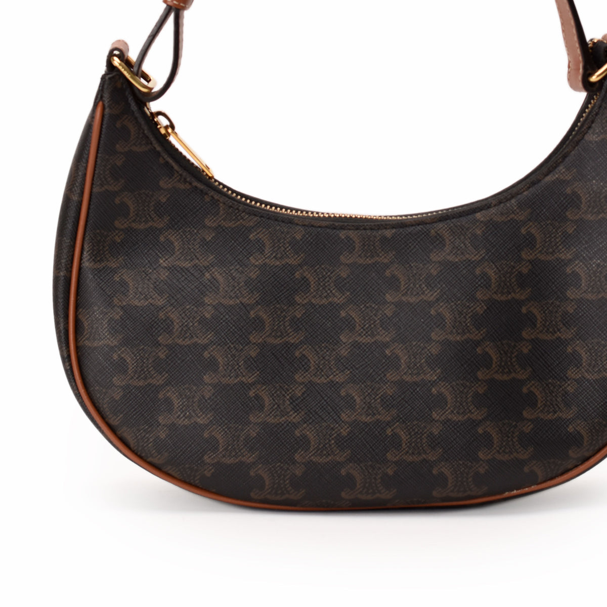 Brown monogram Celine shoulder bag with tan leather trim, curated Pre-loved Luxury by Myluxe in Helsinki.