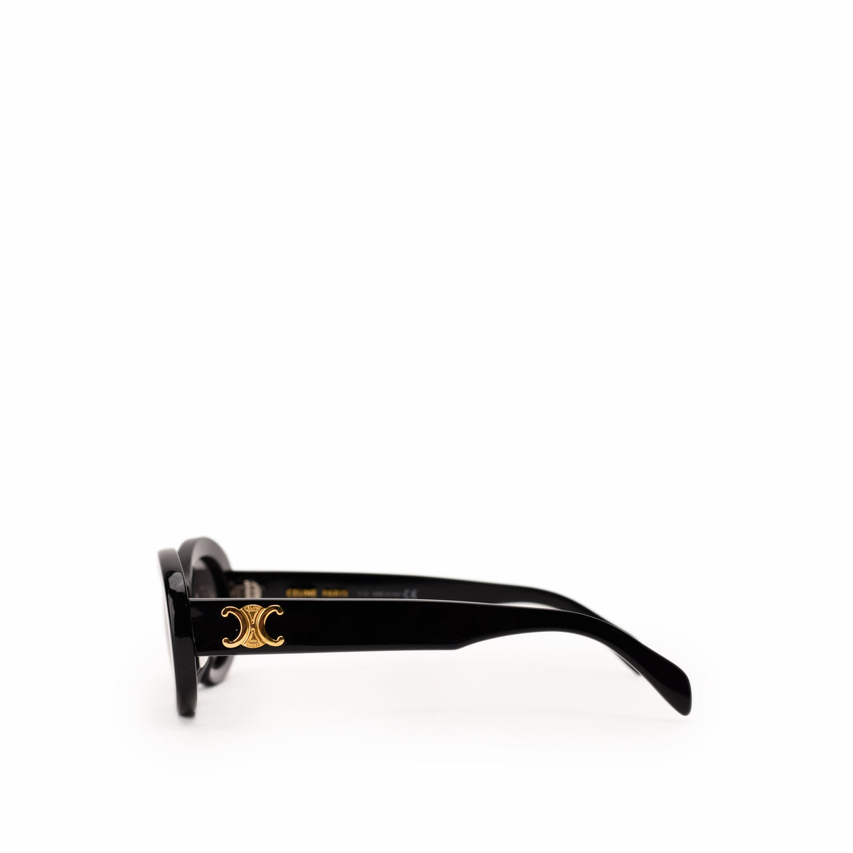 Black Celine sunglasses with gold logo detail, curated Pre-loved Luxury by Myluxe in Helsinki.