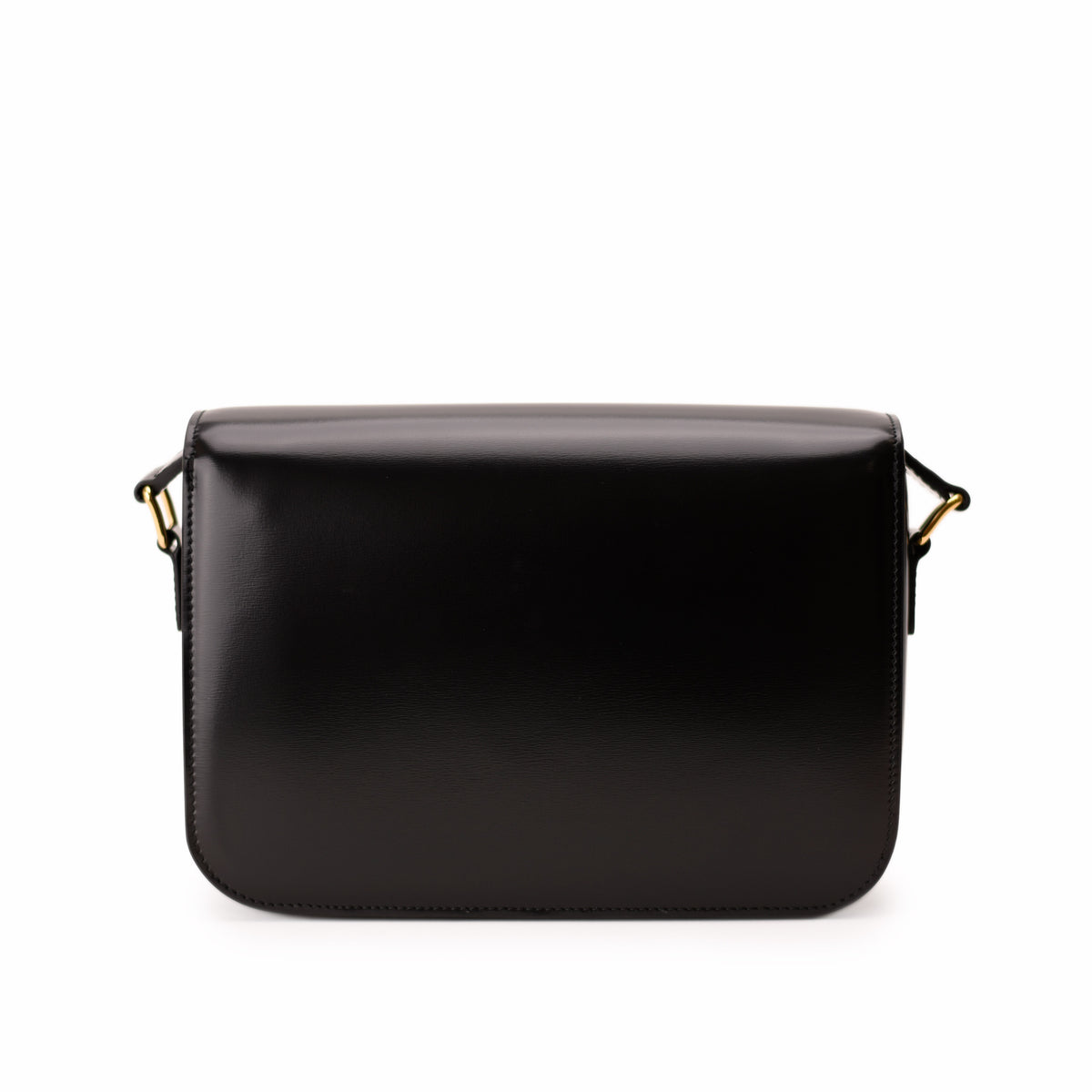Elegant black leather shoulder bag with gold-tone hardware, curated Pre-loved Luxury by Myluxe in Helsinki.