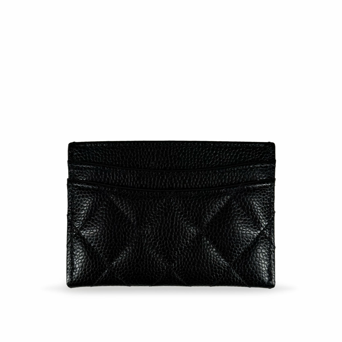 Black quilted leather card holder, curated Pre-loved Luxury by Myluxe in Helsinki.