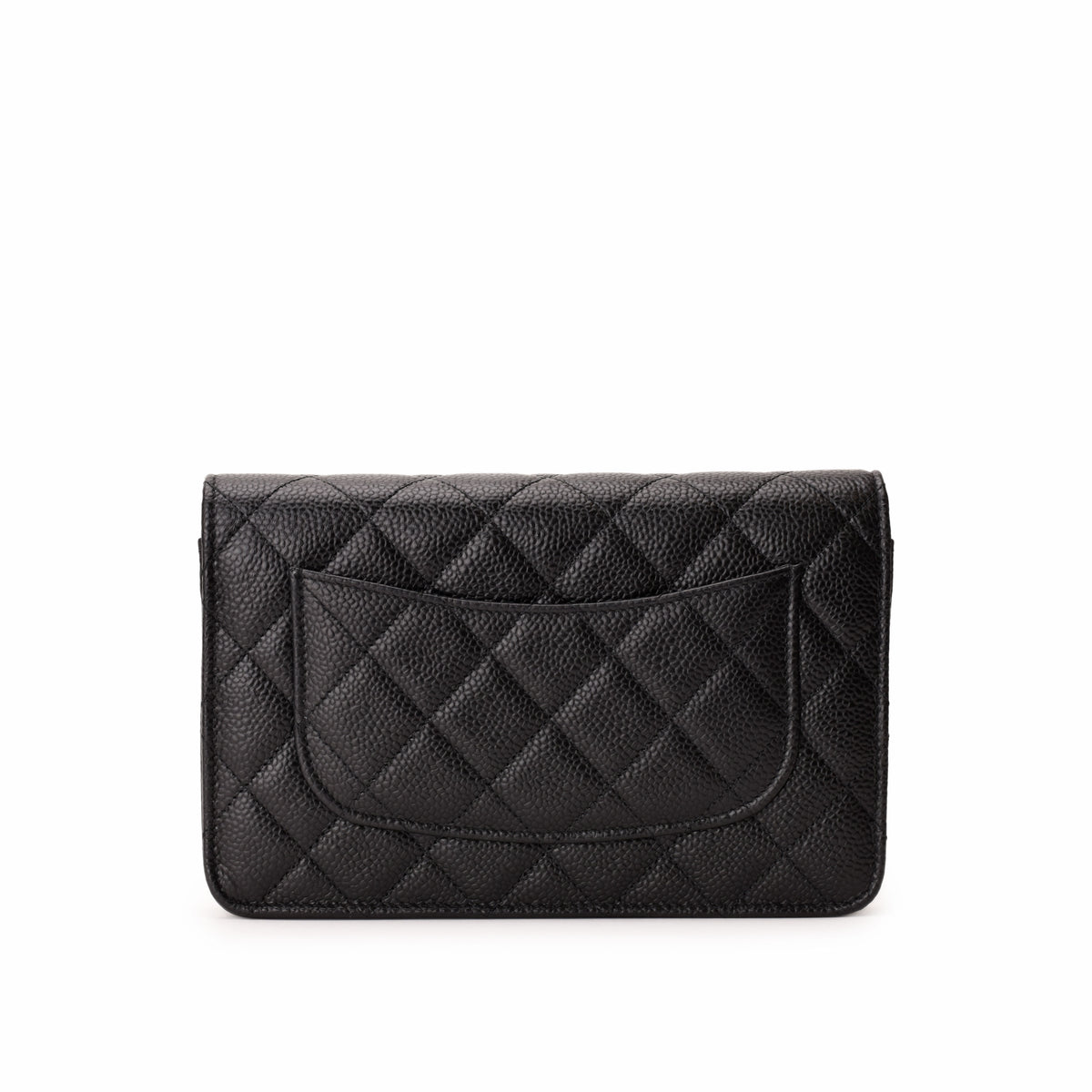 Black quilted leather Chanel wallet with a front flap, curated Pre-loved Luxury by Myluxe in Helsinki.