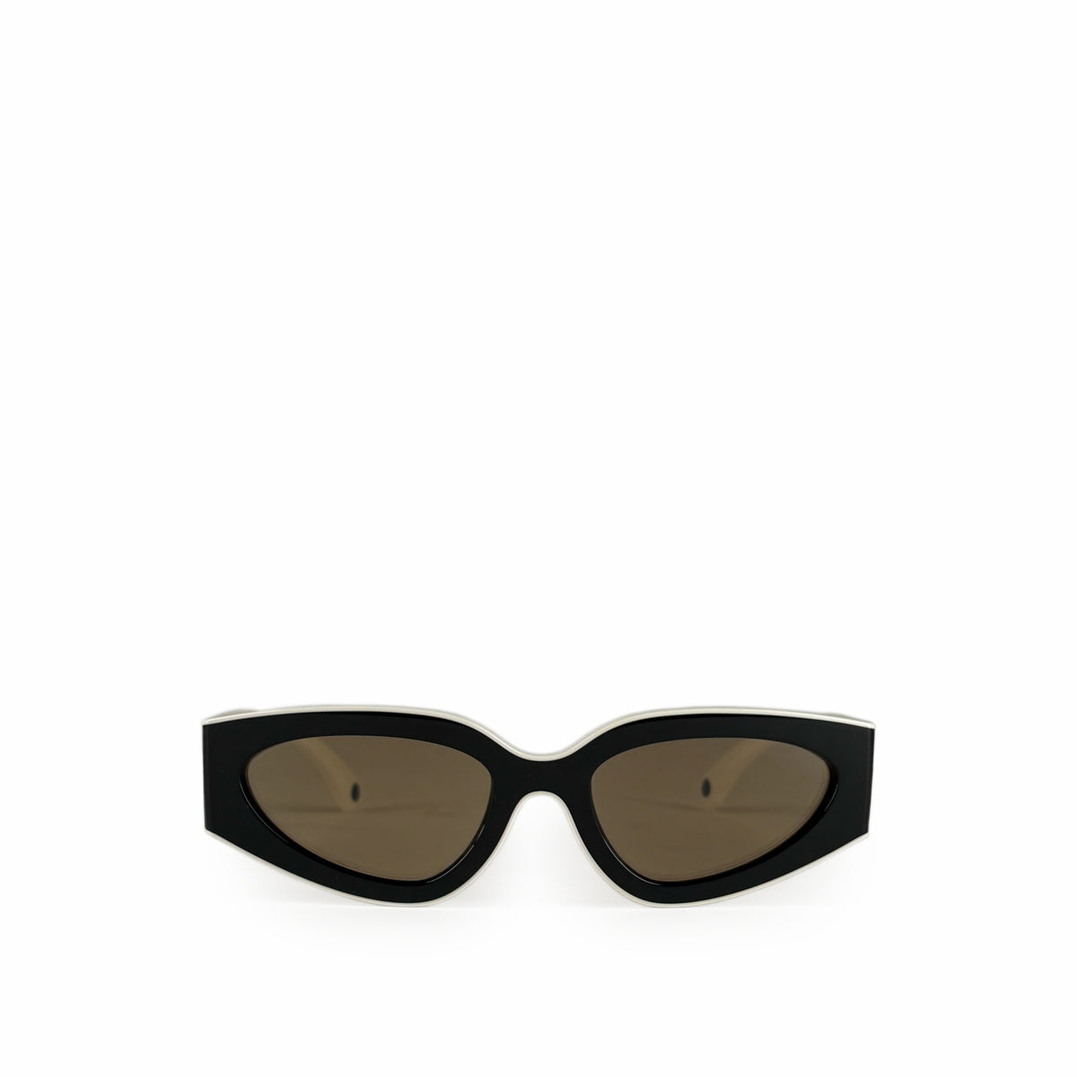 Black acetate cat-eye sunglasses with brown tinted lenses, curated Pre-loved Luxury by Myluxe in Helsinki.