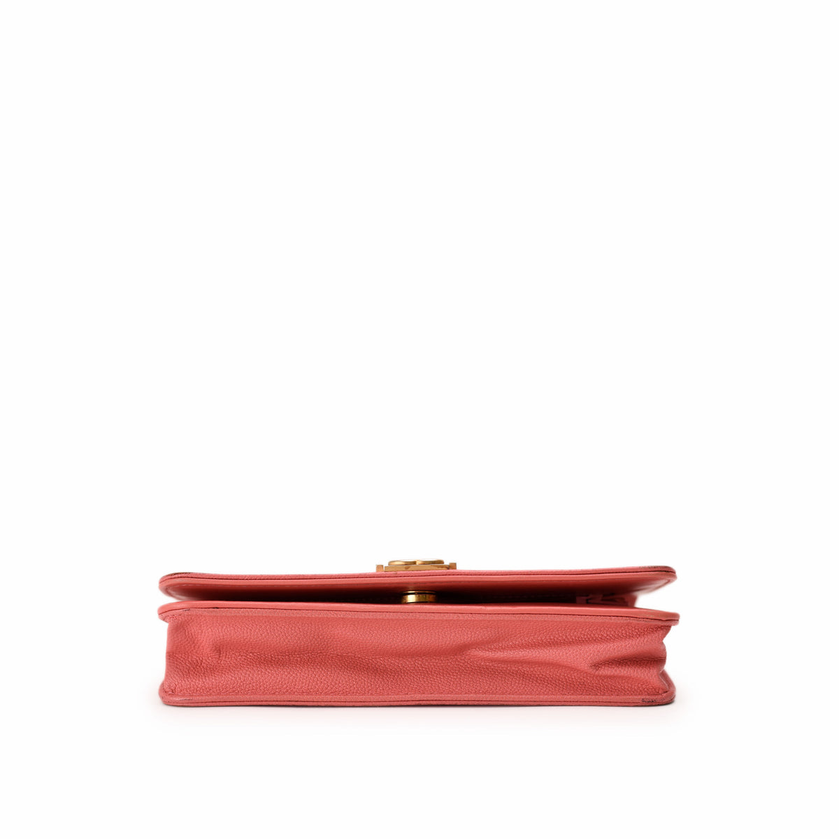 Open red leather designer clutch with gold hardware, curated Pre-loved Luxury by Myluxe in Helsinki.