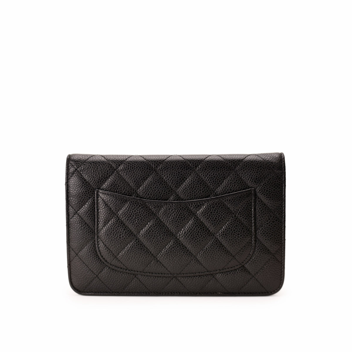 Black quilted leather Chanel wallet with a front pocket, curated Pre-loved Luxury by Myluxe in Helsinki.