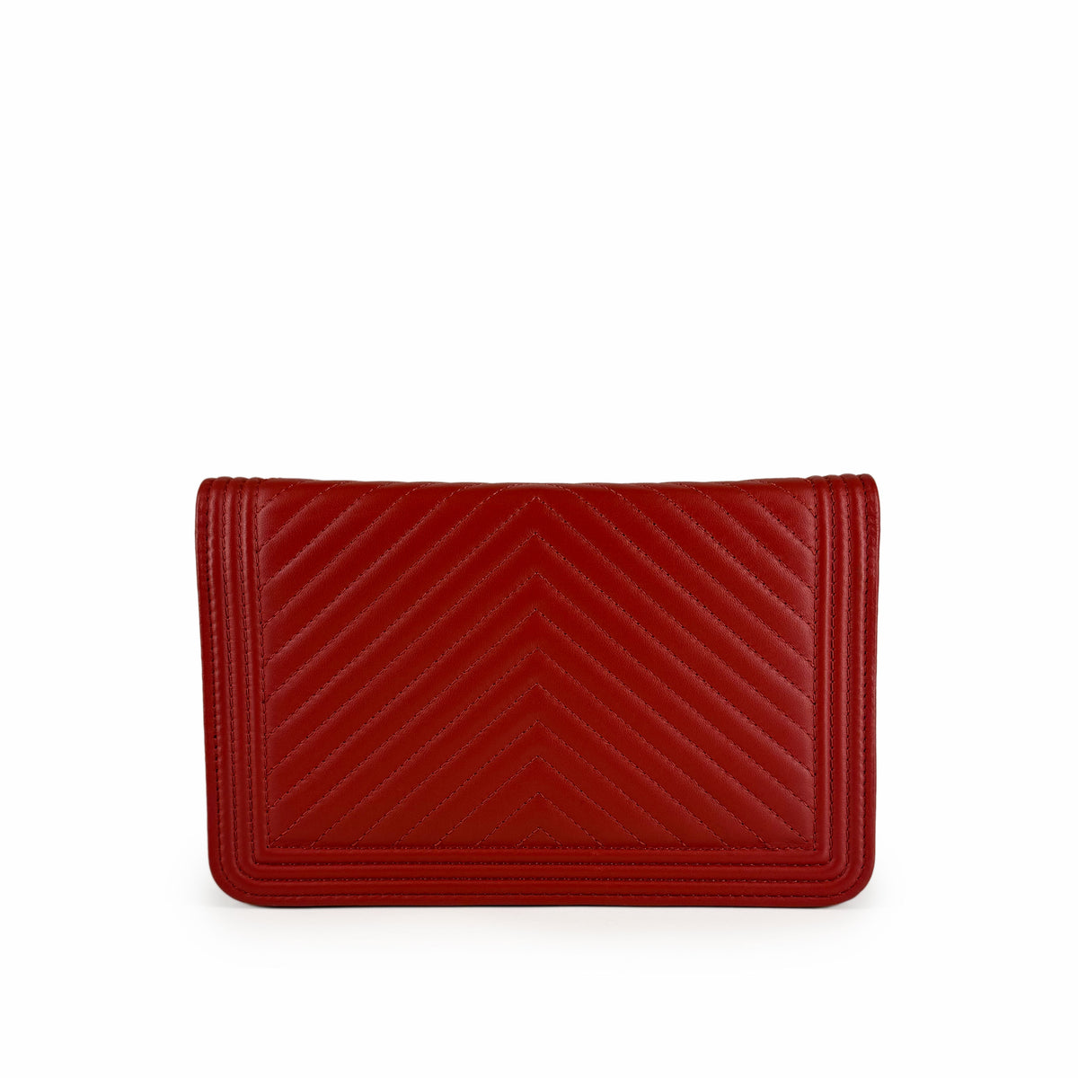 Red quilted leather chevron pattern wallet, curated Pre-loved Luxury by Myluxe in Helsinki.