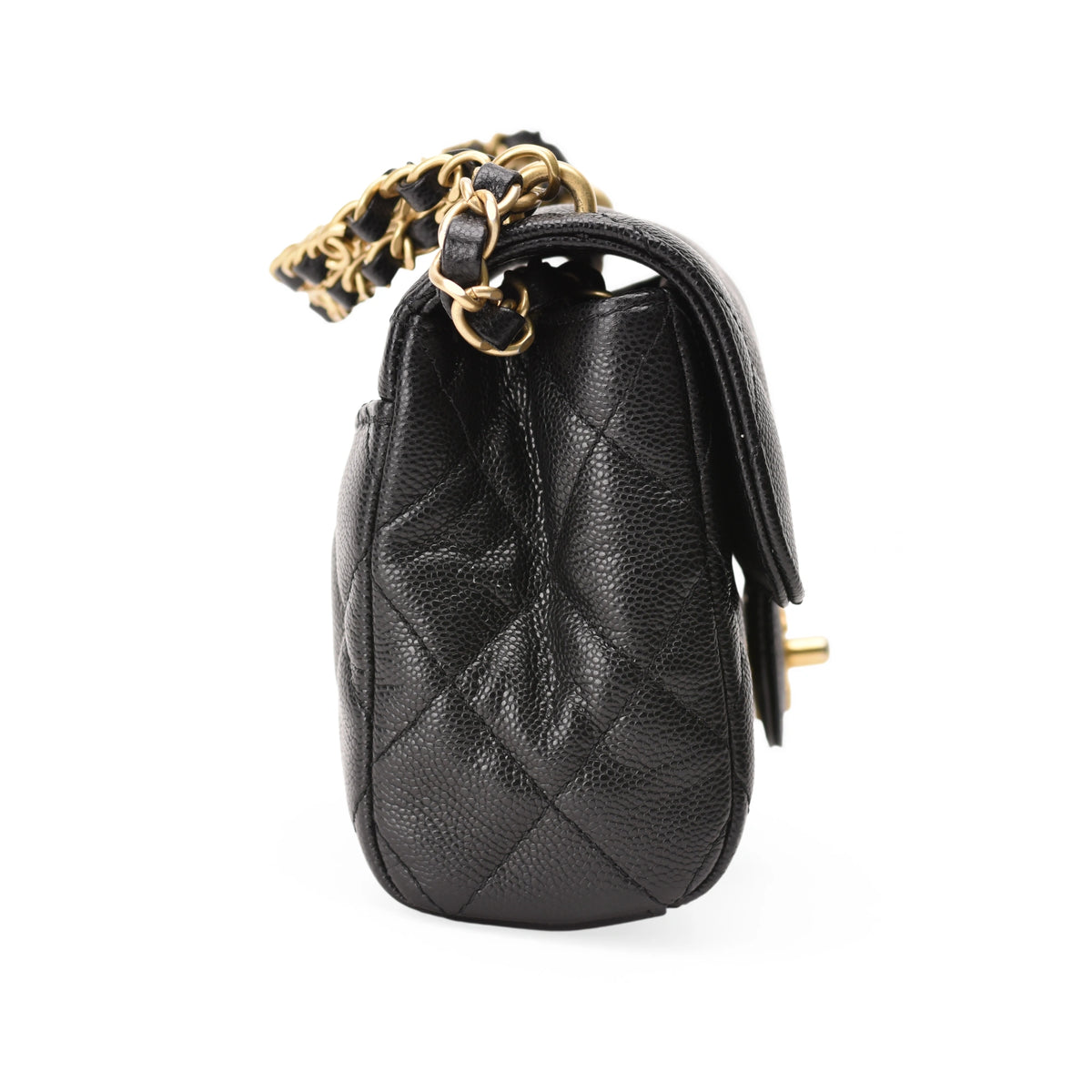 Chanel Small Coco First Flap Black Caviar leather handbag. curated Pre-loved Luxury by Myluxe in Helsinki.