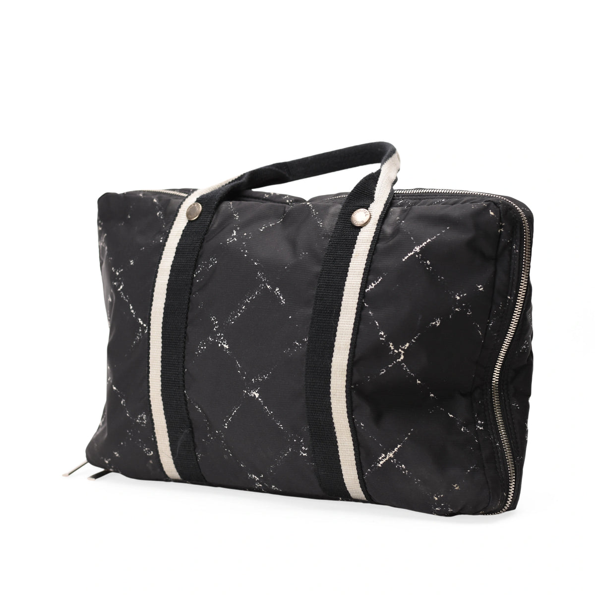 Chanel Diamond Printed Nylon Laptop Briefcase Black
