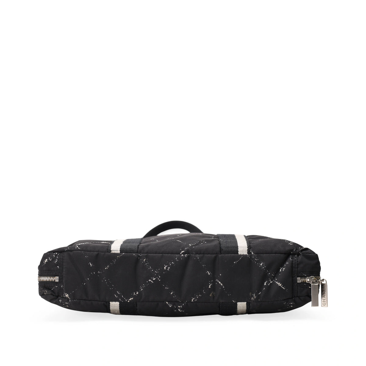 Chanel Diamond Printed Nylon Laptop Briefcase Black