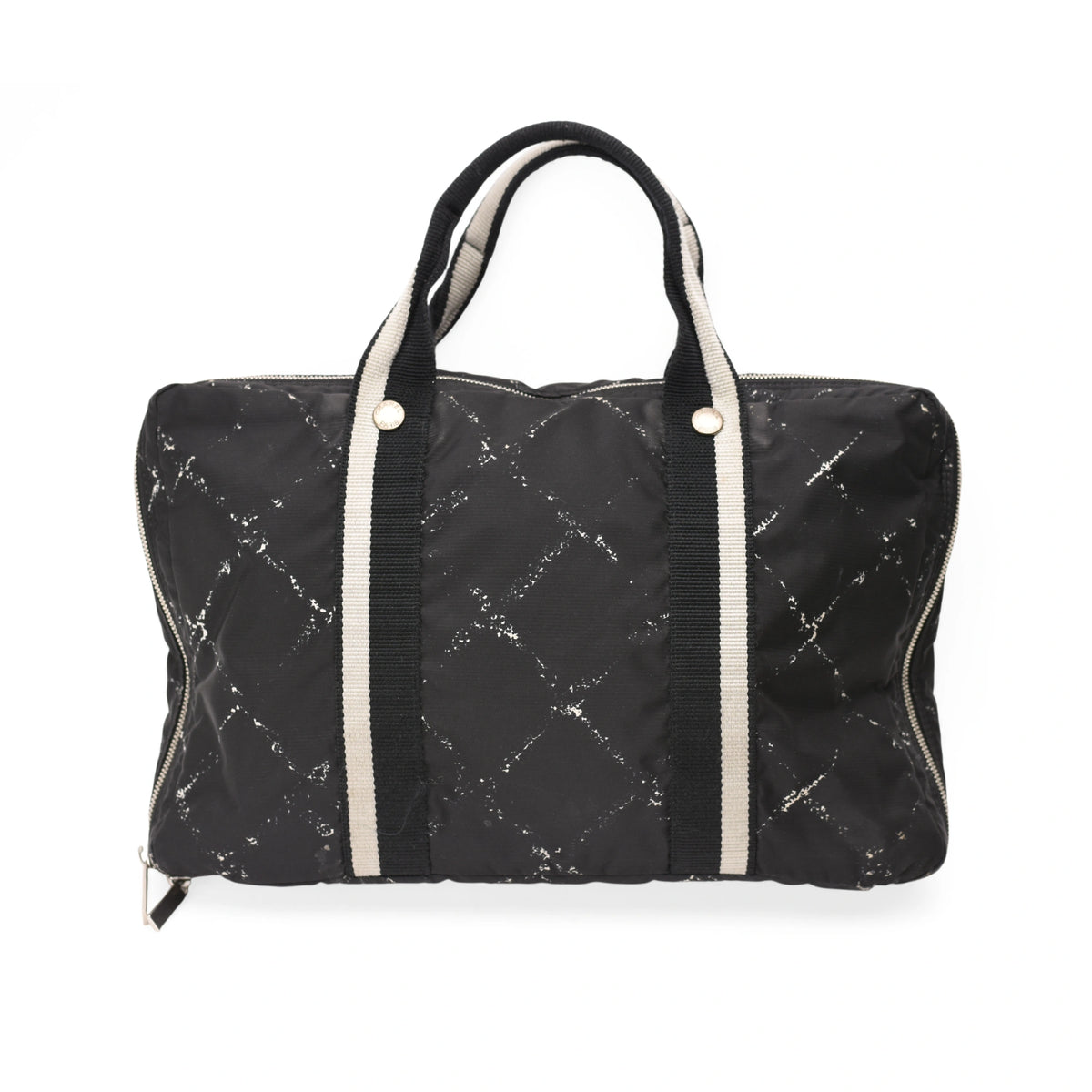 Chanel Diamond Printed Nylon Laptop Briefcase Black
