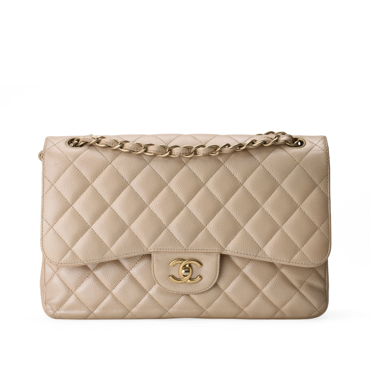 Chanel Timeless Jumbo Iridescent Beige Caviar CHW