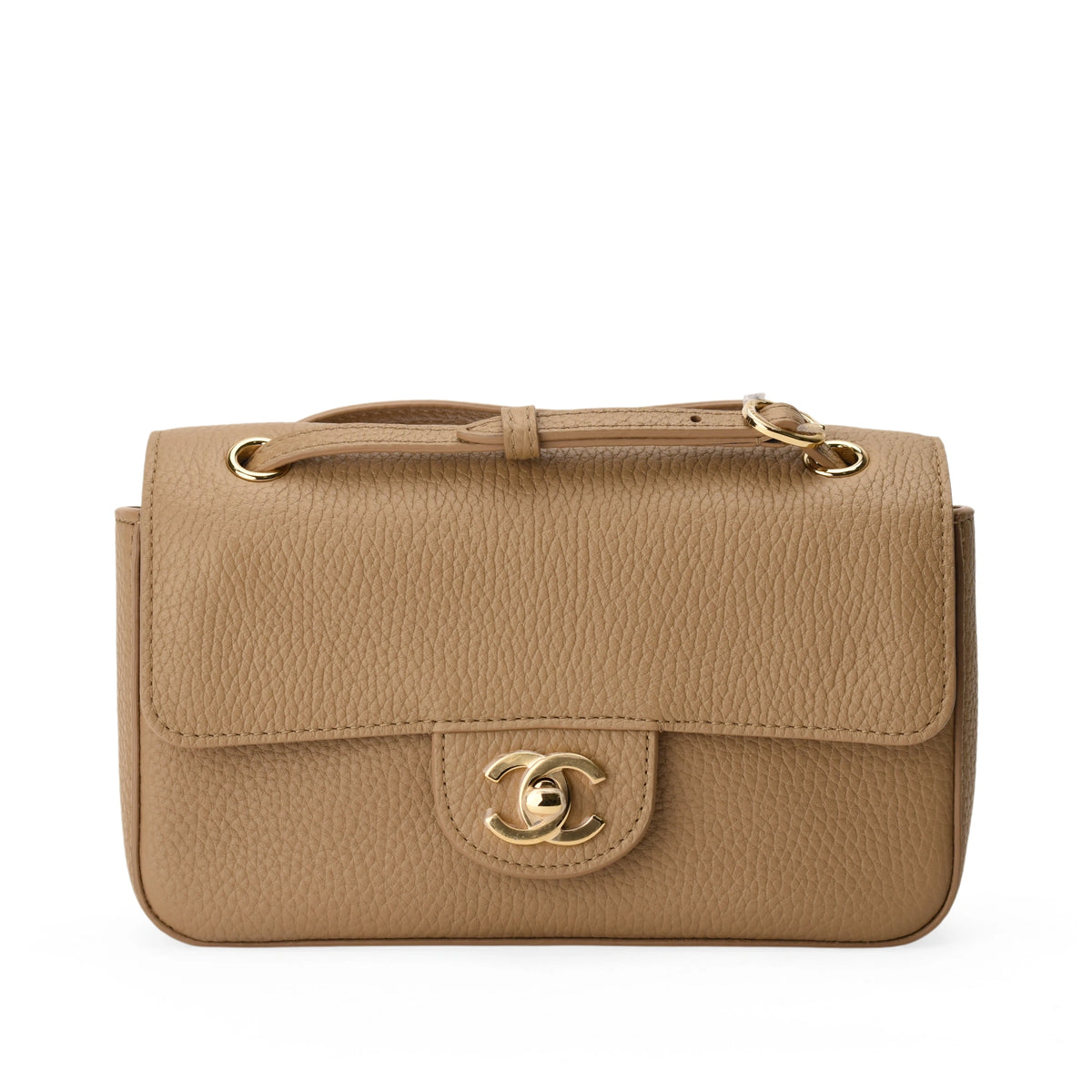 Chanel Mini Souplissimo Flap Bag Dark Beige GHW
