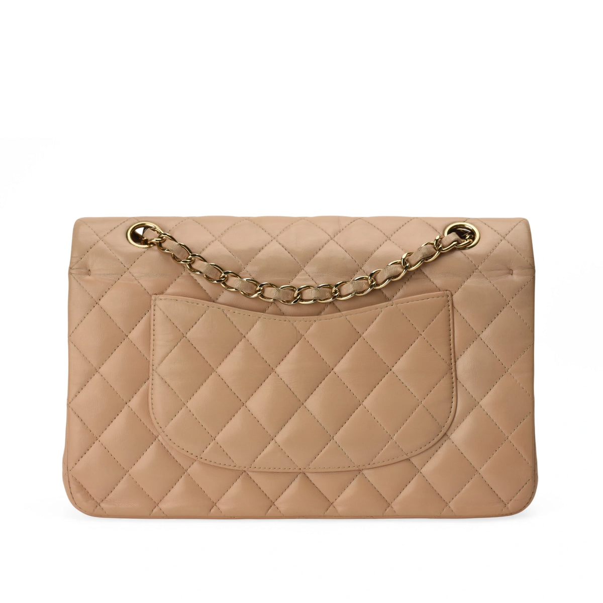 Chanel Timeless medium beige lambskin handbag with gold hardware. curated Pre-loved Luxury by Myluxe in Helsinki.