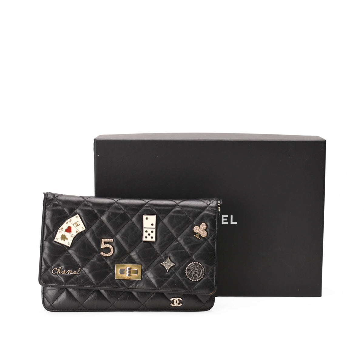 Chanel WOC 2.55 Reissue Black Aged Calfskin Lucky Charms Casino