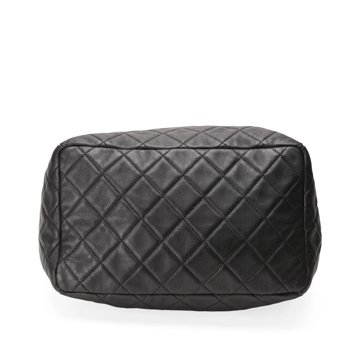 Chanel Black Quilted Leather Drawstring Chain Medium Bucket Bag SHW