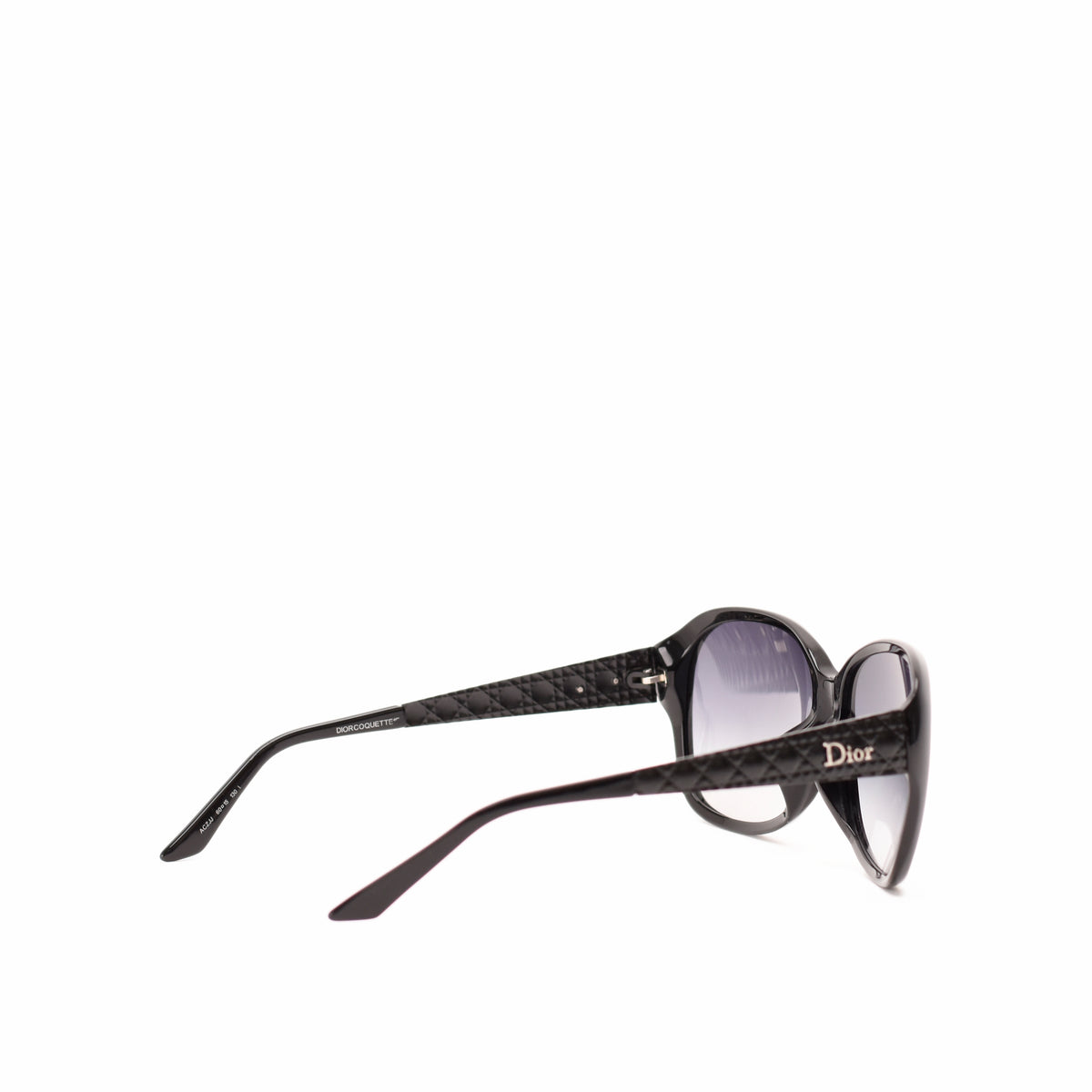 Dior black quilted acetate sunglasses with dark lenses, curated Pre-loved Luxury by Myluxe in Helsinki.