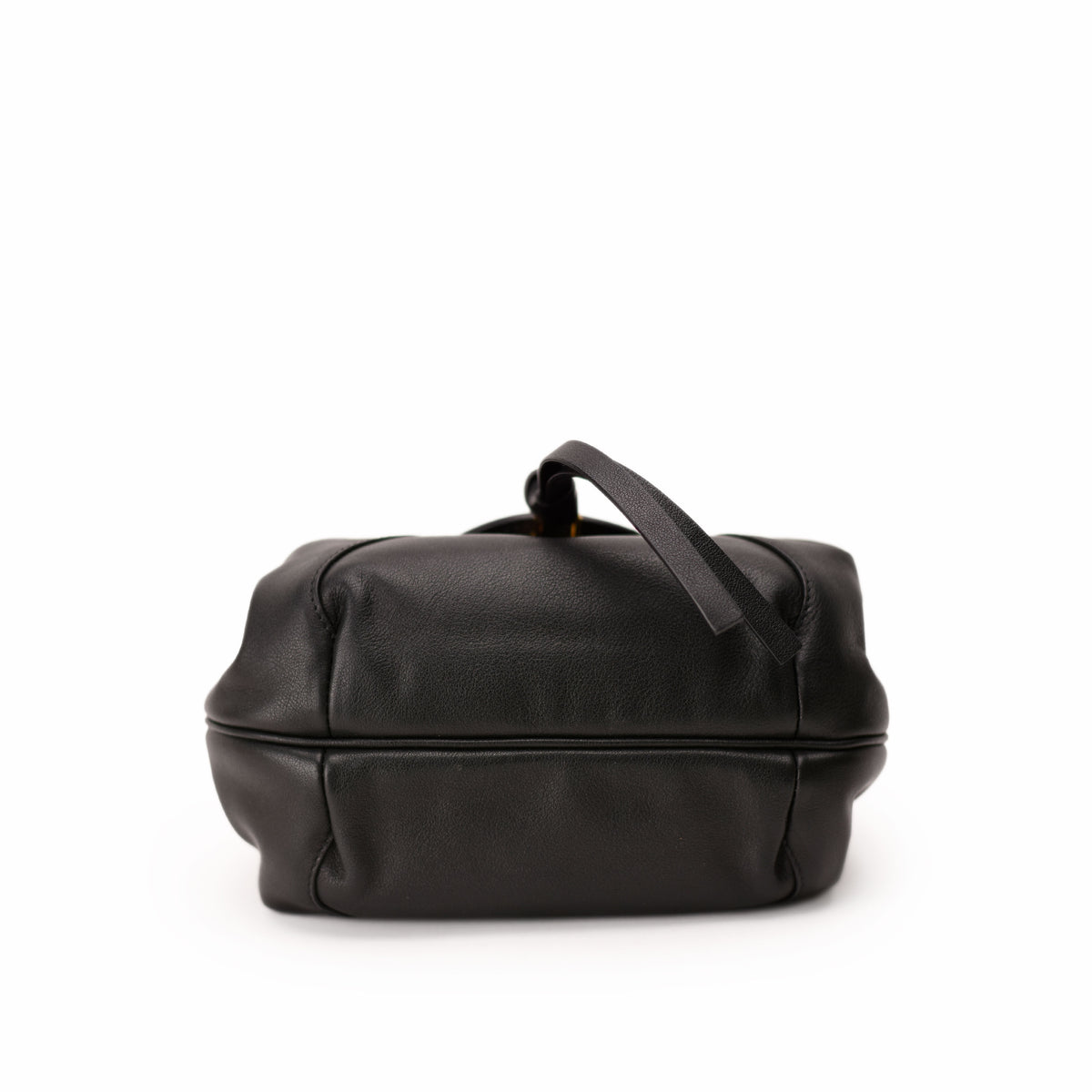 Black pebbled leather luxury handbag with top handles. curated Pre-loved Luxury by Myluxe in Helsinki.