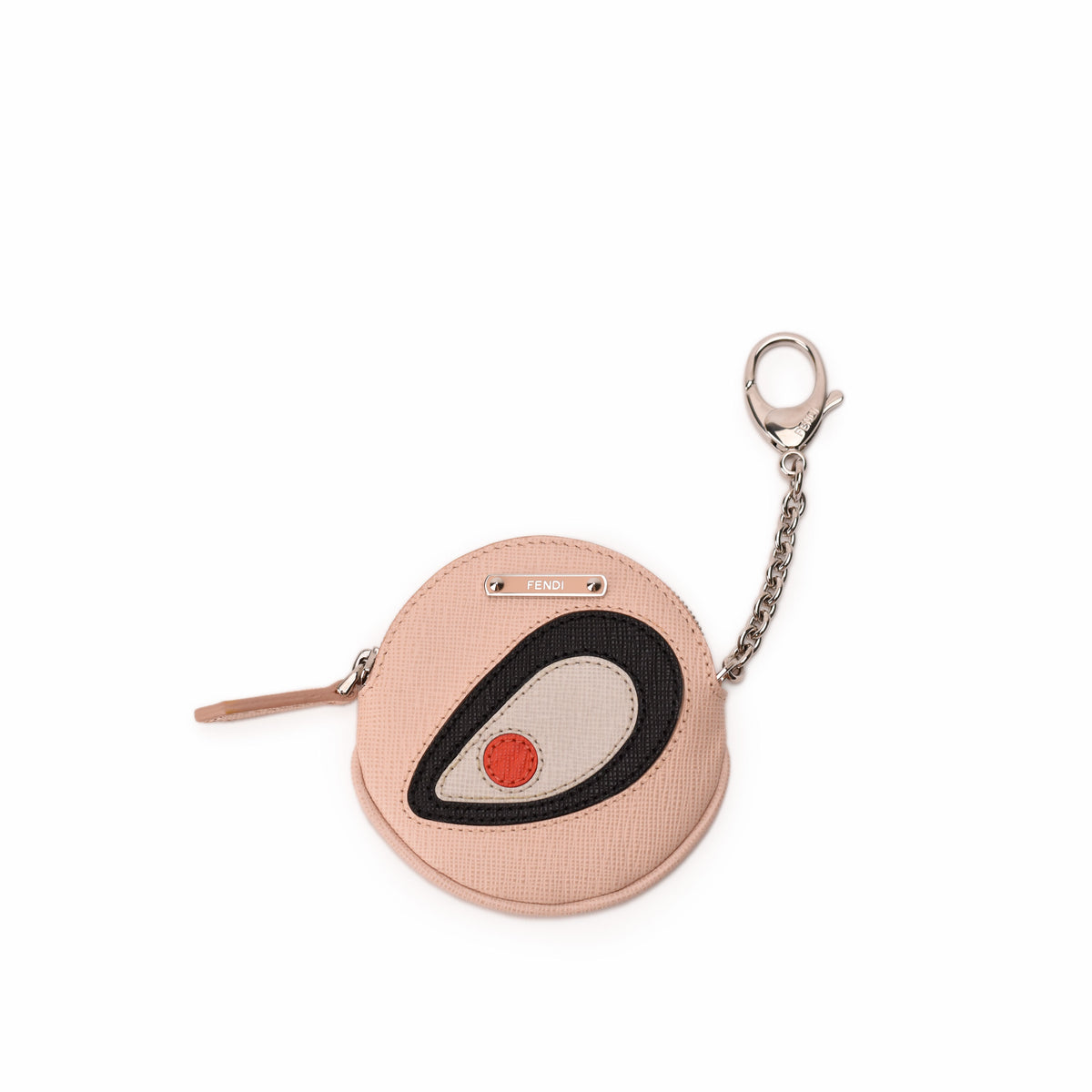 Fendi pink canvas coin pouch with decorative eye motif. curated Pre-loved Luxury by Myluxe in Helsinki.