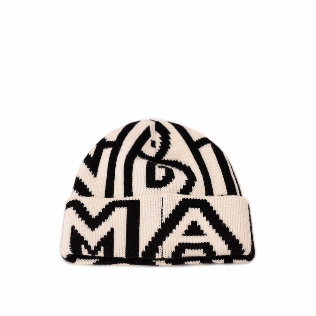 Cream and black patterned knit beanie hat. curated Pre-loved Luxury by Myluxe in Helsinki.