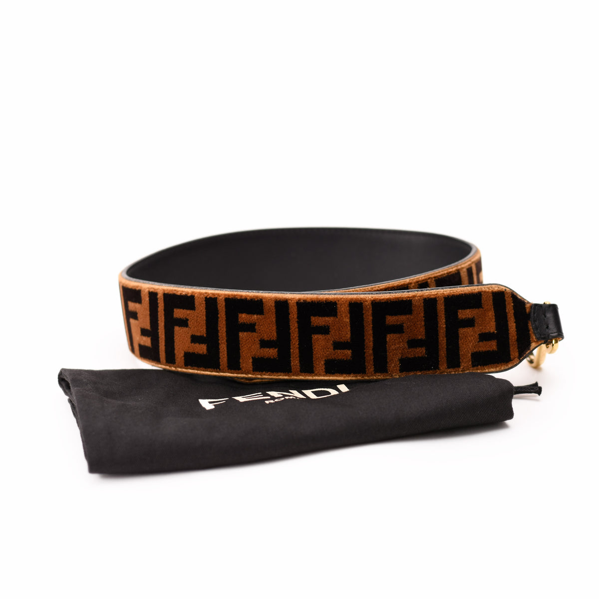Fendi brown FF monogram canvas belt with leather trim. curated Pre-loved Luxury by Myluxe in Helsinki.