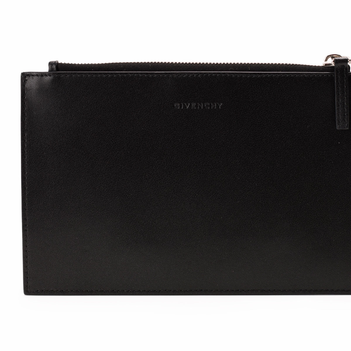 Black leather Givenchy zip pouch, curated Pre-loved Luxury by Myluxe in Helsinki.