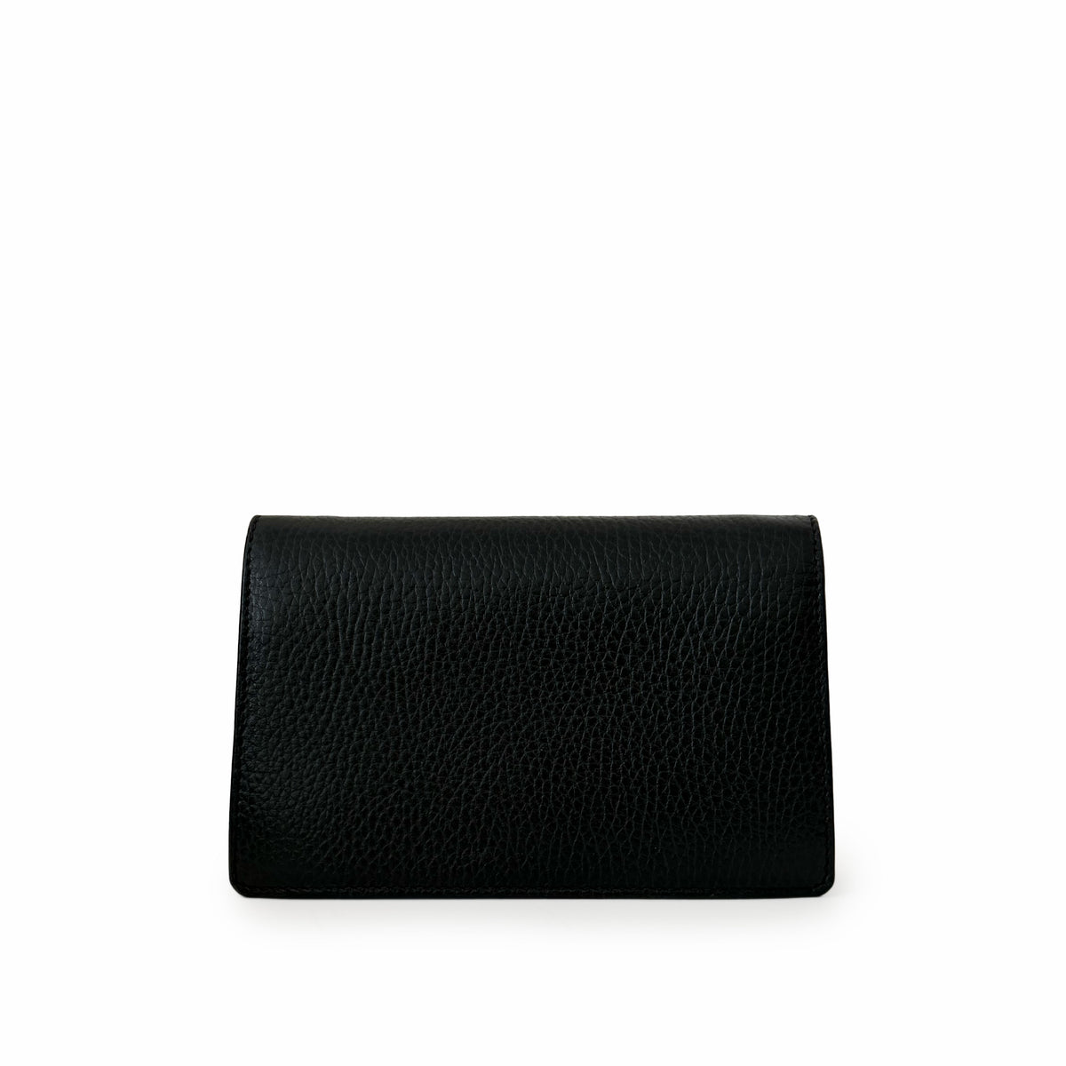 Black grained leather fold-over wallet, curated Pre-loved Luxury by Myluxe in Helsinki.