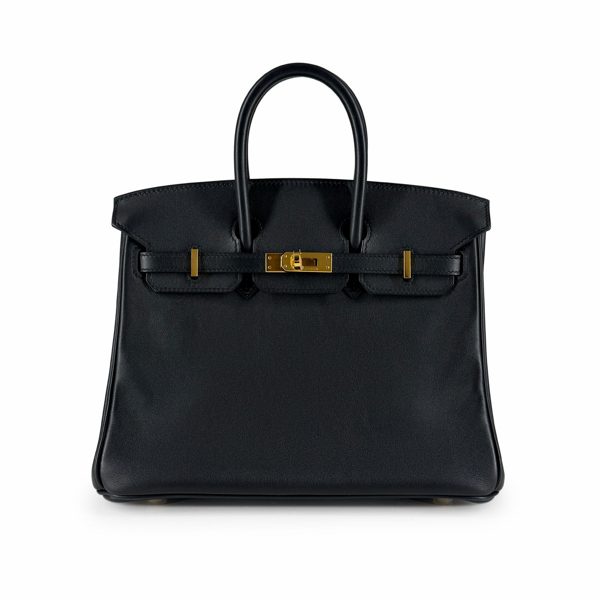 Black leather Hermès Birkin handbag with gold-tone hardware, curated Pre-loved Luxury by Myluxe in Helsinki.