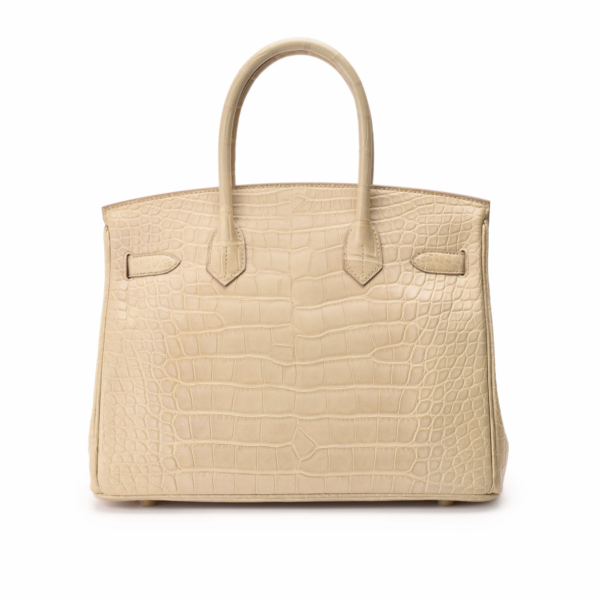 Cream crocodile leather top handle handbag, curated Pre-loved Luxury by Myluxe in Helsinki.