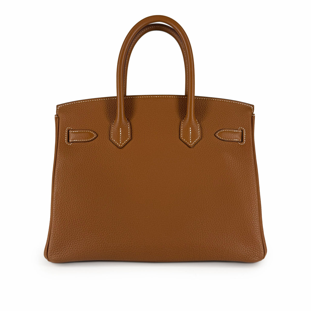Tan pebbled leather designer tote bag with top handles, curated Pre-loved Luxury by Myluxe in Helsinki.