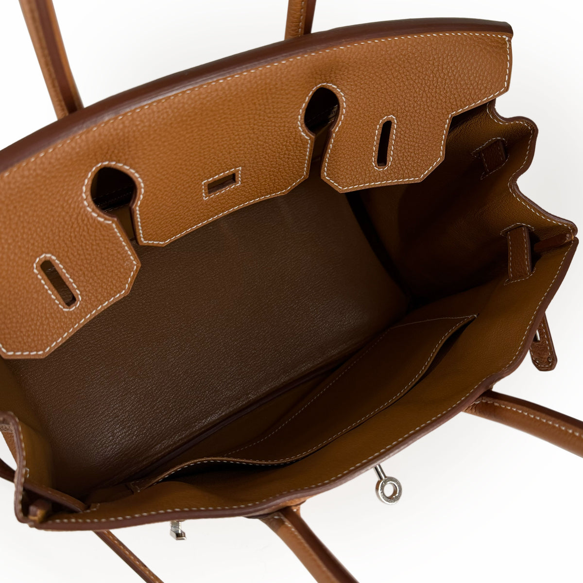 Brown pebbled leather luxury tote bag with interior compartment, curated Pre-loved Luxury by Myluxe in Helsinki.