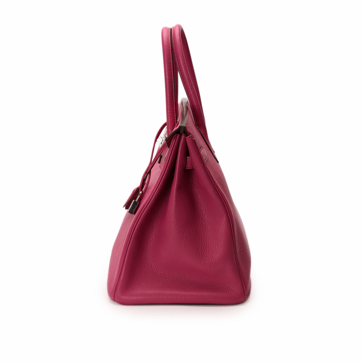 Hermès Birkin 35 handbag in Rose Pourpre Togo leather with PHW hardware, showcasing its elegant design and luxurious craftsmanship.