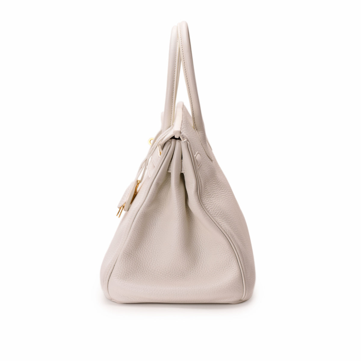 Cream pebbled leather luxury tote bag with top handles. curated Pre-loved Luxury by Myluxe in Helsinki.