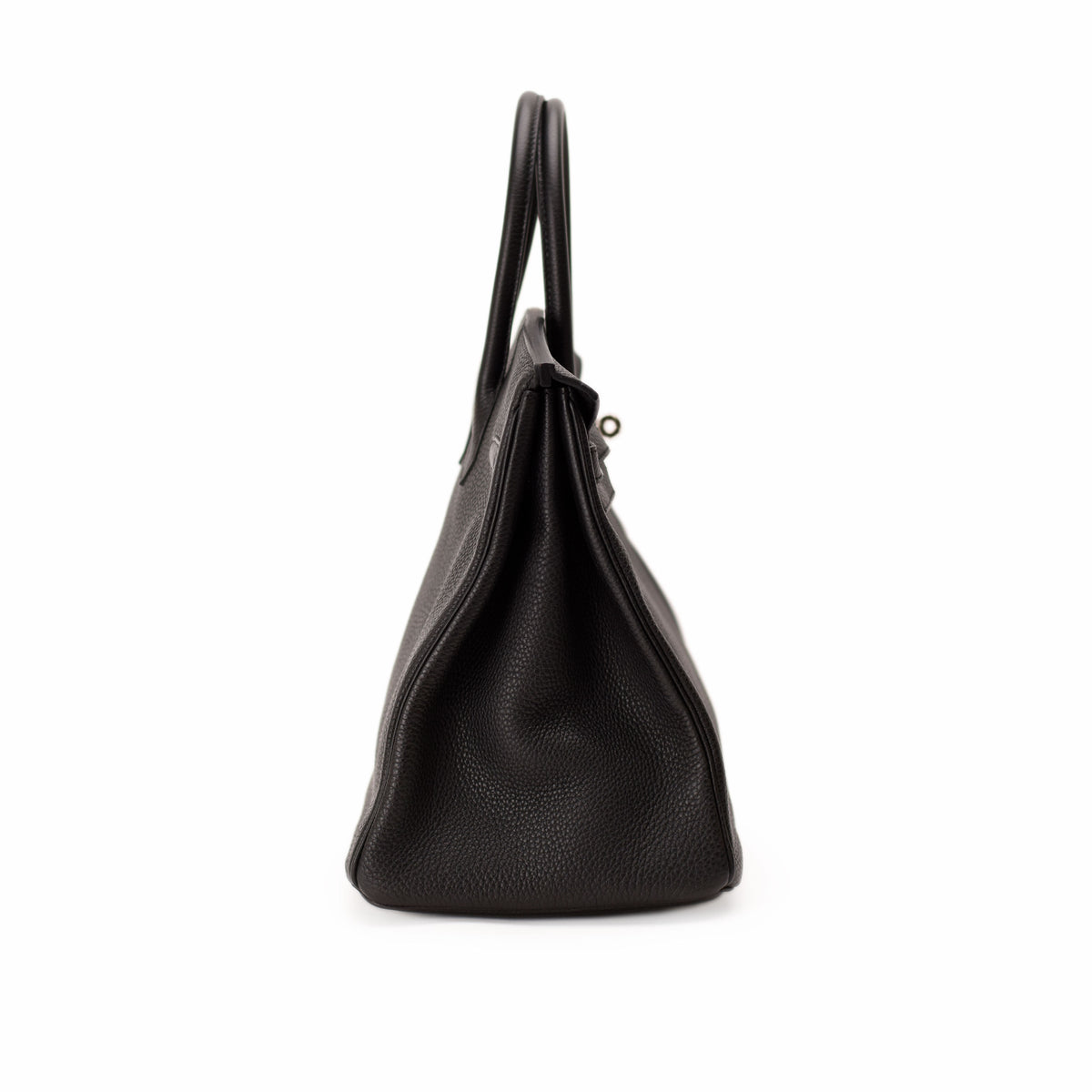 Black pebbled leather luxury handbag with top handles. curated Pre-loved Luxury by Myluxe in Helsinki.