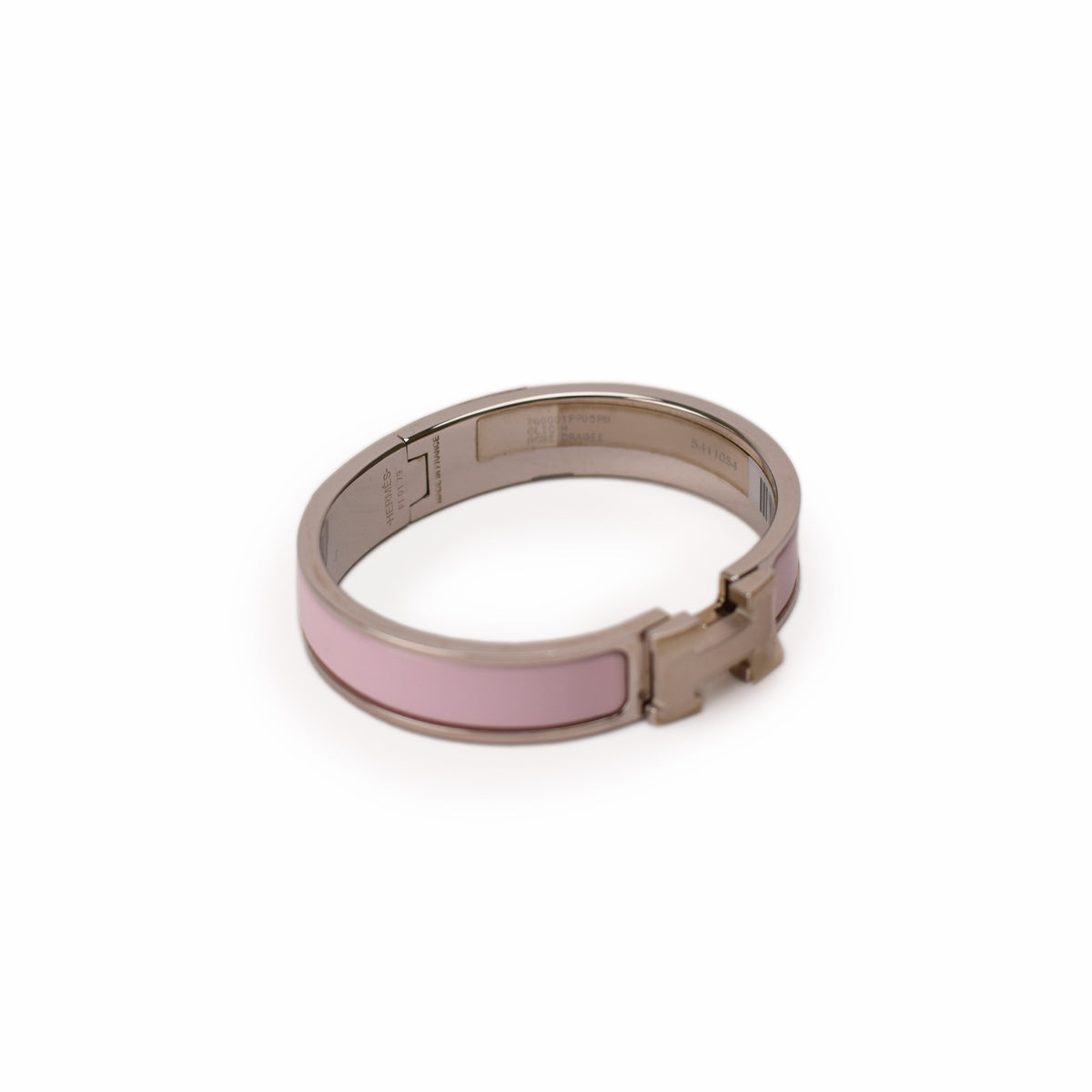 Hermès enamel pink and rose gold H bracelet. Curated Pre-loved Luxury by Myluxe in Helsinki.