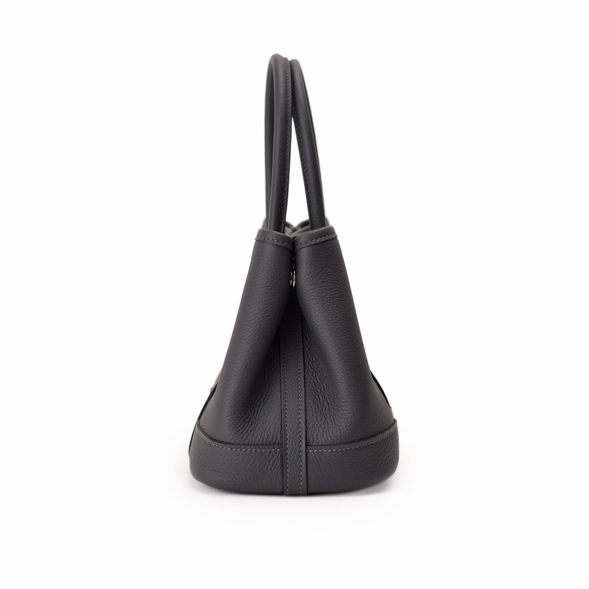 Black grained leather tote bag with structured handles. Curated Pre-loved Luxury by Myluxe in Helsinki.