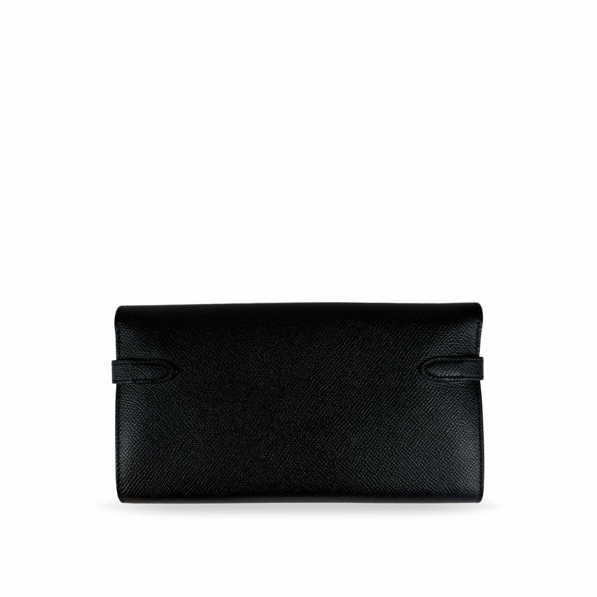 Black textured leather rectangular clutch bag, curated Pre-loved Luxury by Myluxe in Helsinki.