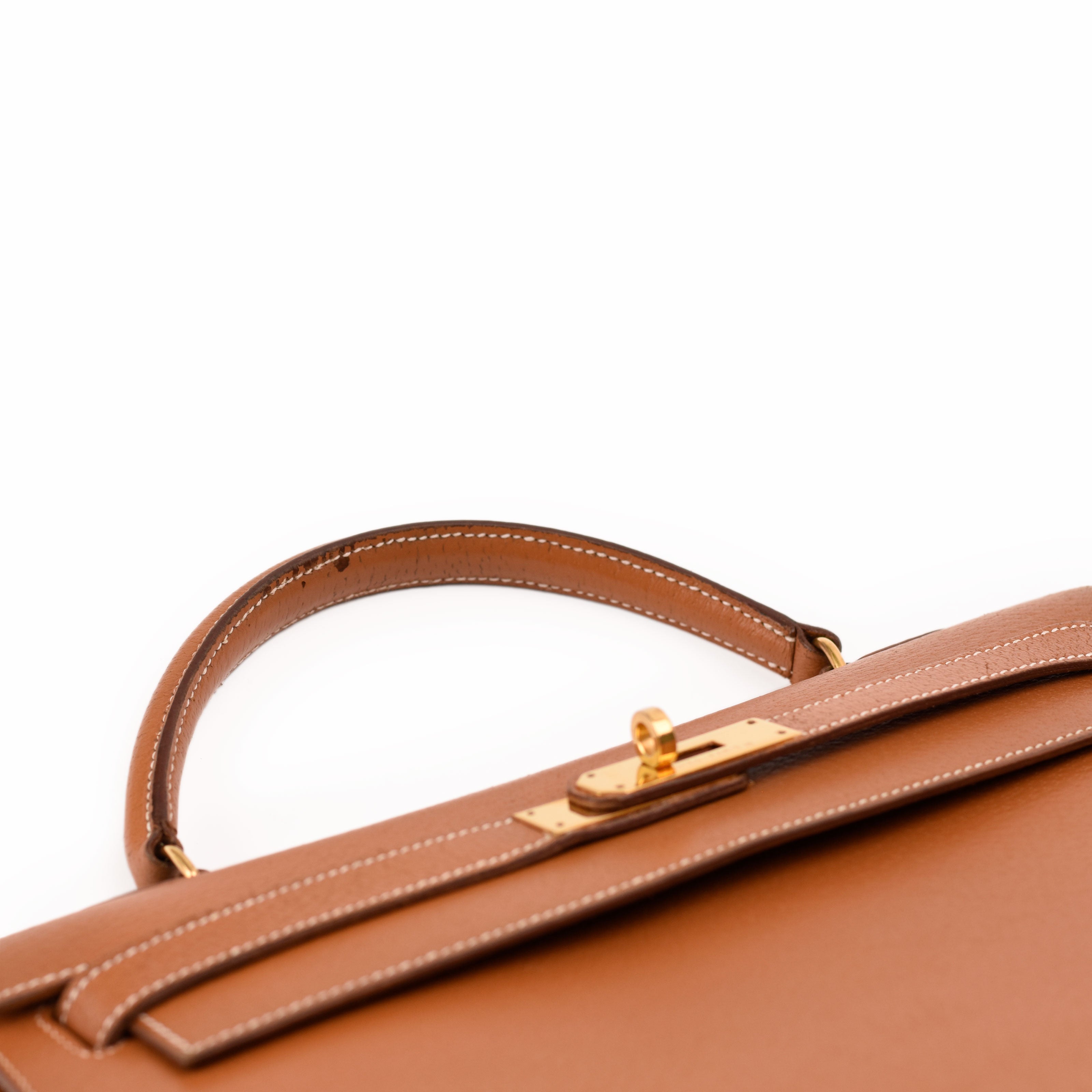 Hermès Kelly 32 Sellier Porc Vintage Gold GHW