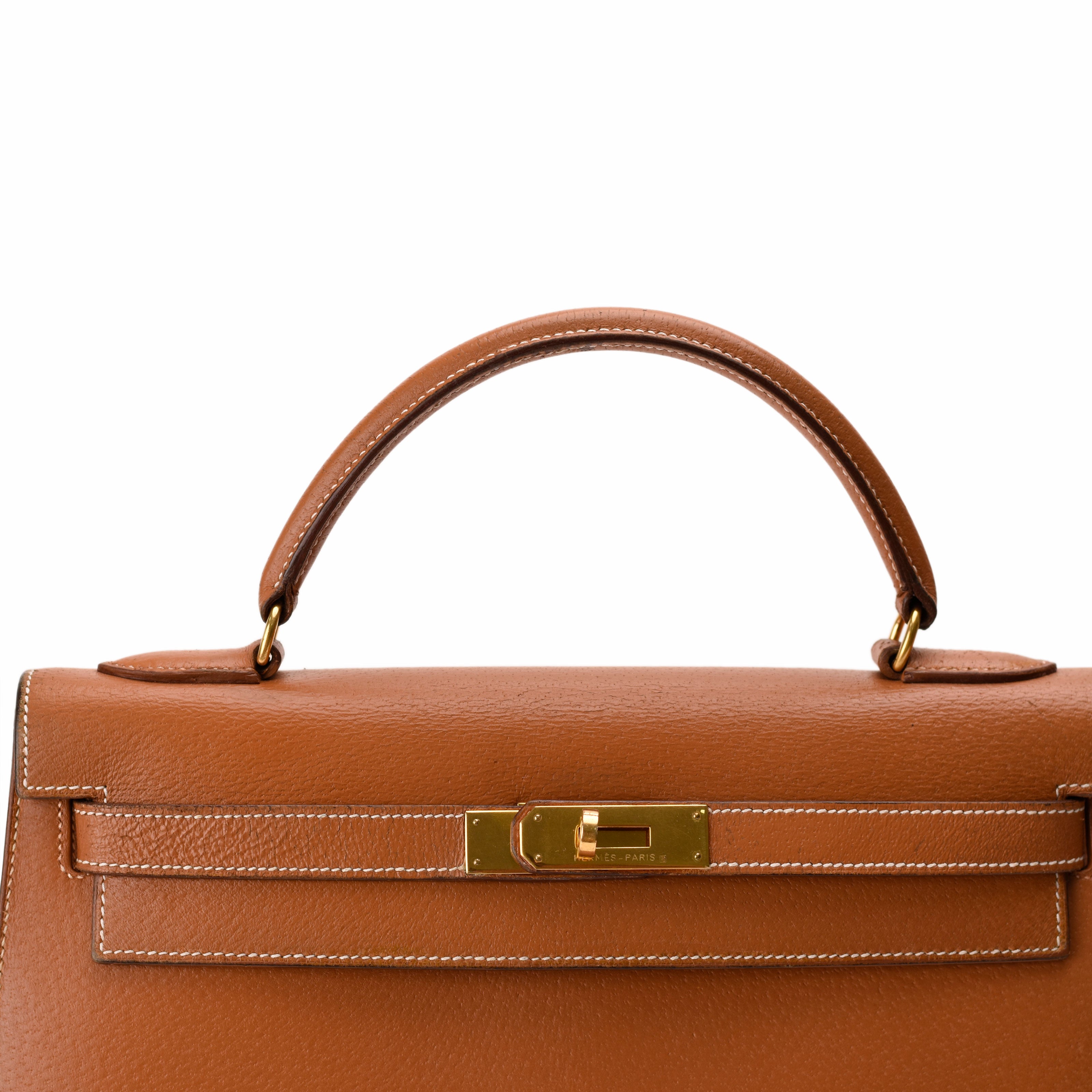 Hermès Kelly 32 Sellier Porc Vintage Gold GHW