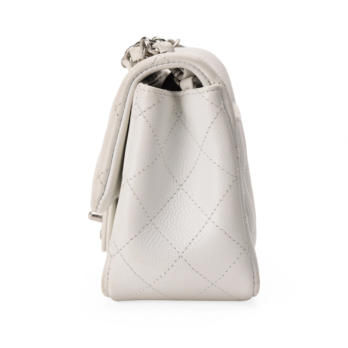Chanel Mini Square White Caviar SHW