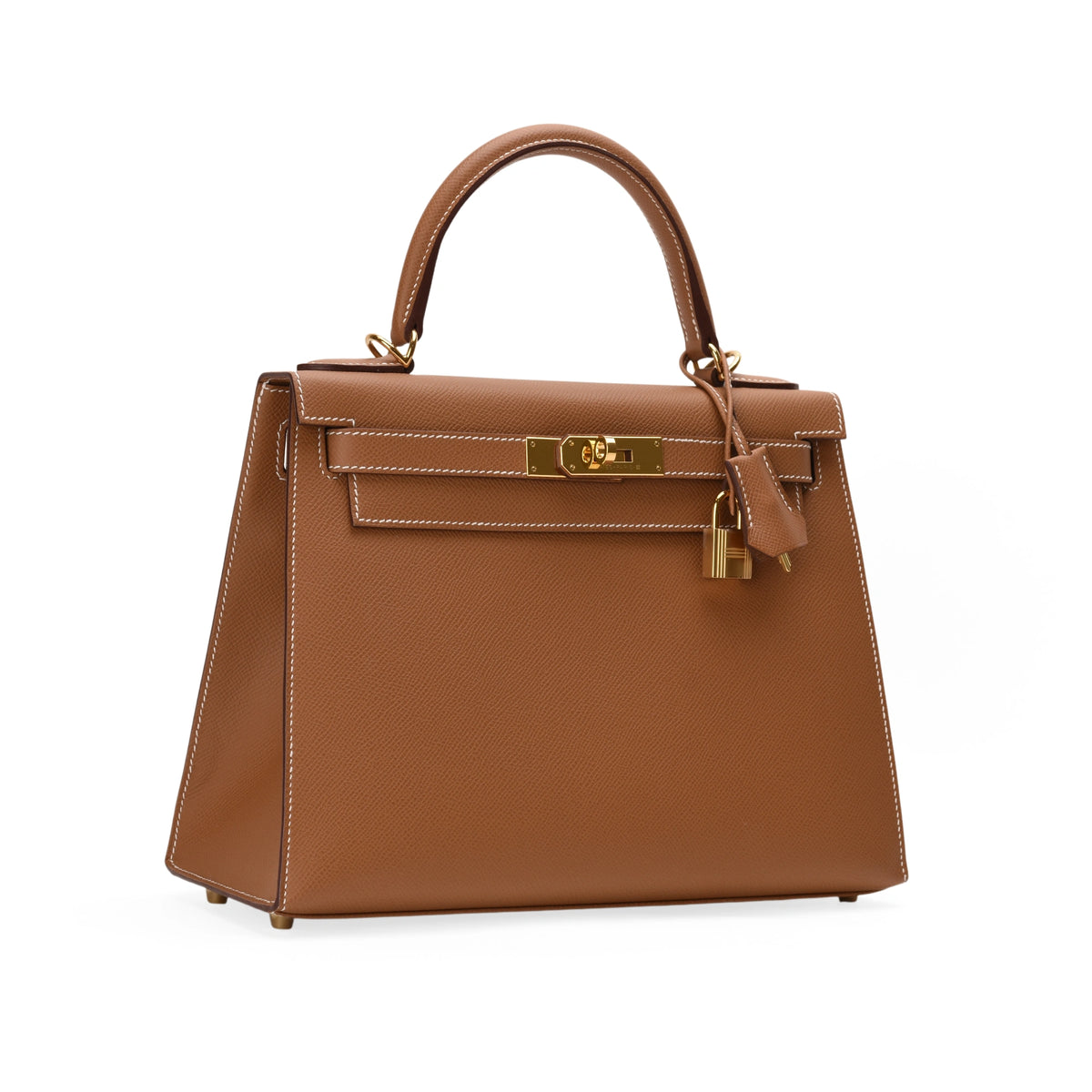 Hermès brown leather top handle handbag with gold hardware. curated Pre-loved Luxury by Myluxe in Helsinki.