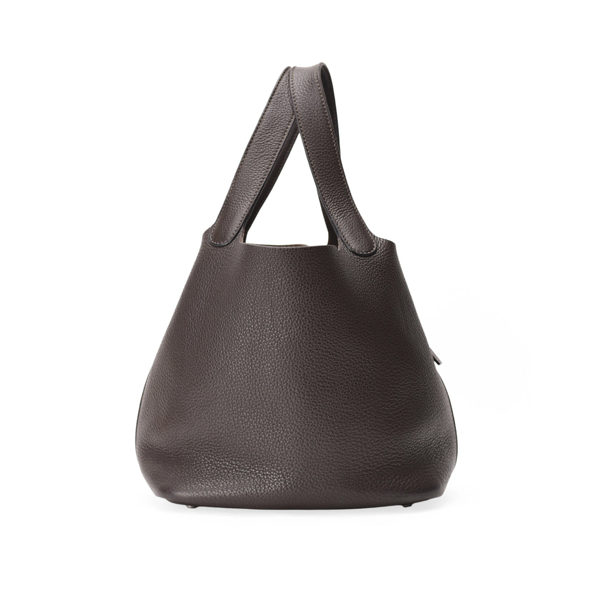 Hermès Picotin 22 brown Clemence leather handbag, curated Pre-loved Luxury by Myluxe in Helsinki.