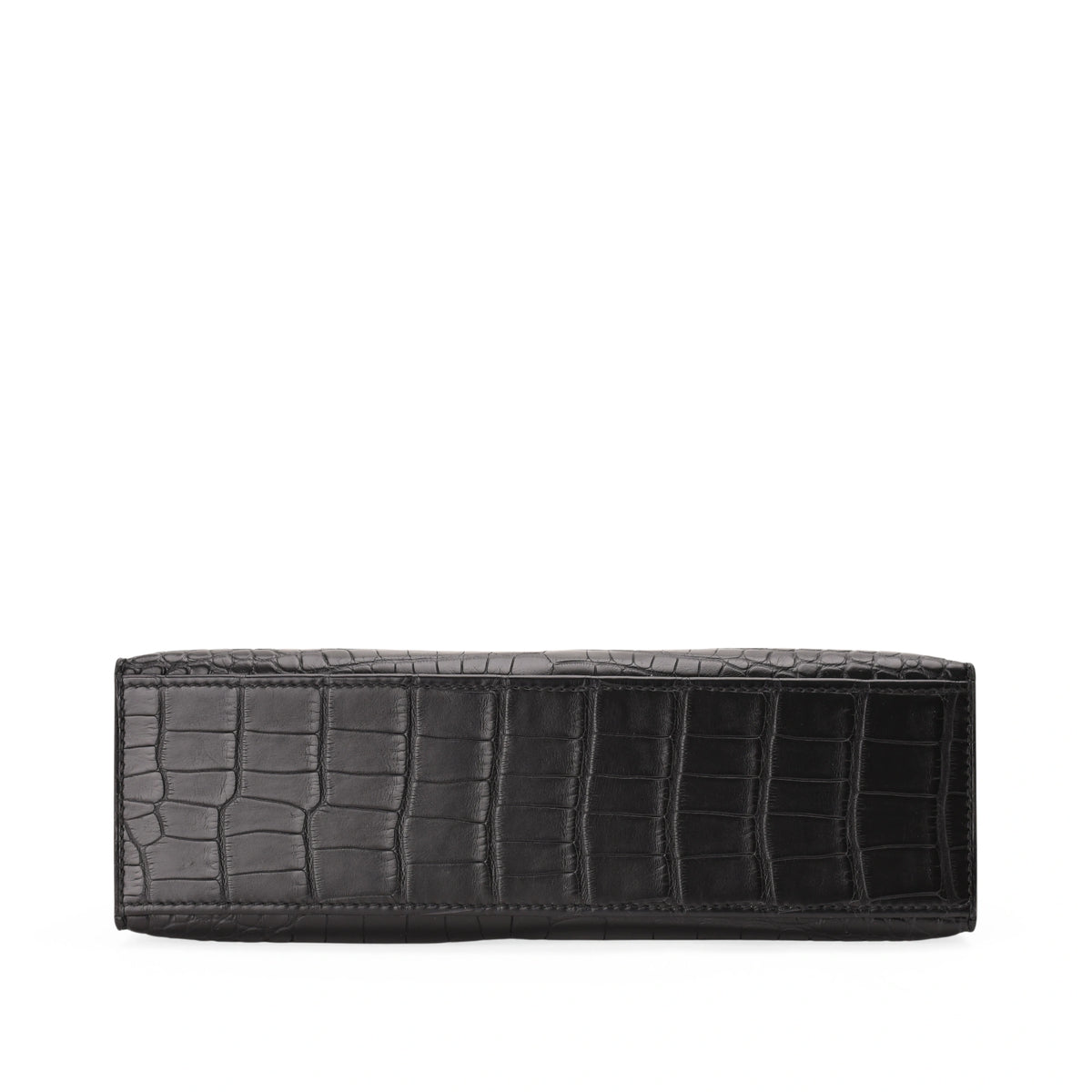 Hermès Kelly Pochette in black matte alligator leather with gold hardware. curated Pre-loved Luxury by Myluxe in Helsinki.