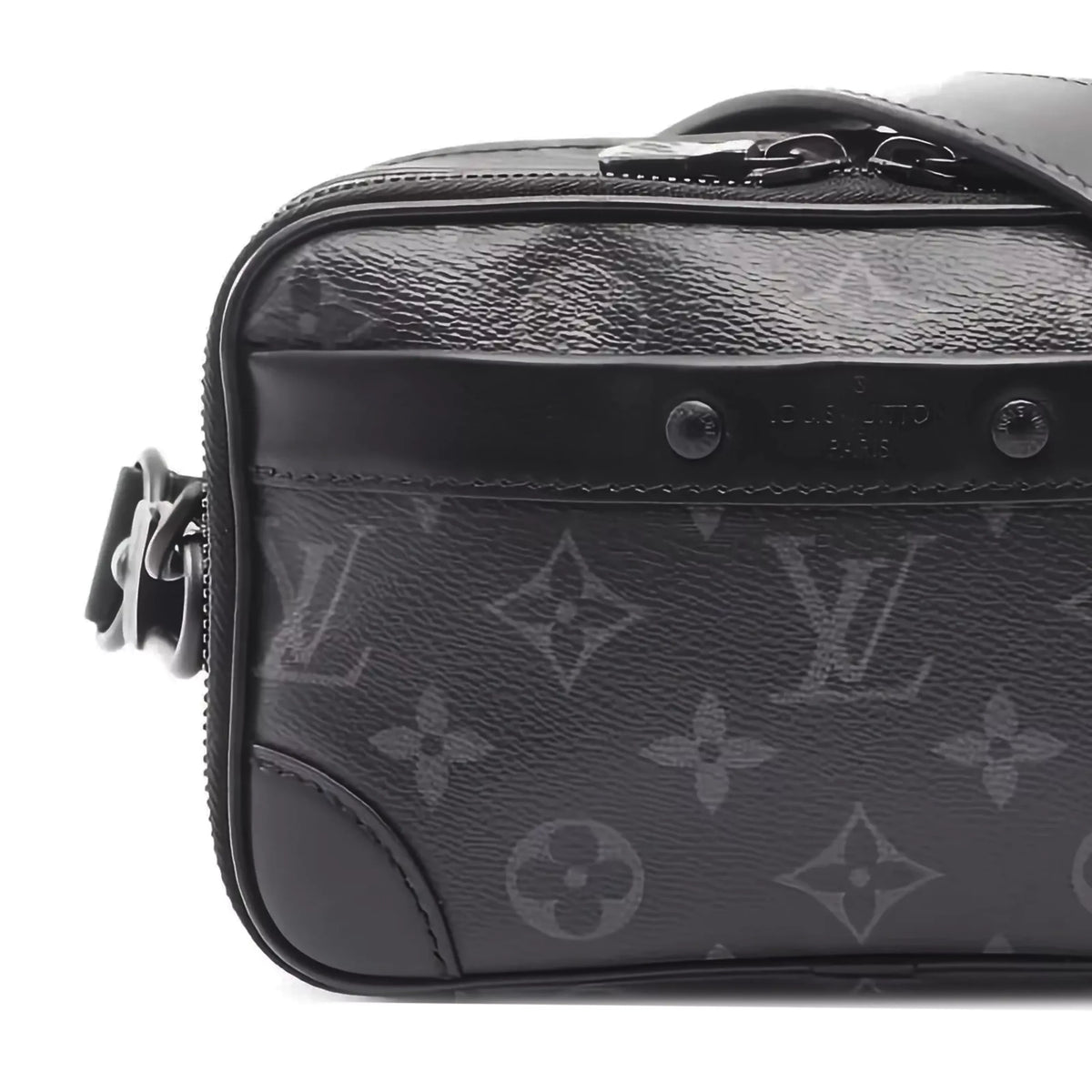 Black Louis Vuitton monogram coated canvas crossbody bag, curated Pre-loved Luxury by Myluxe in Helsinki.