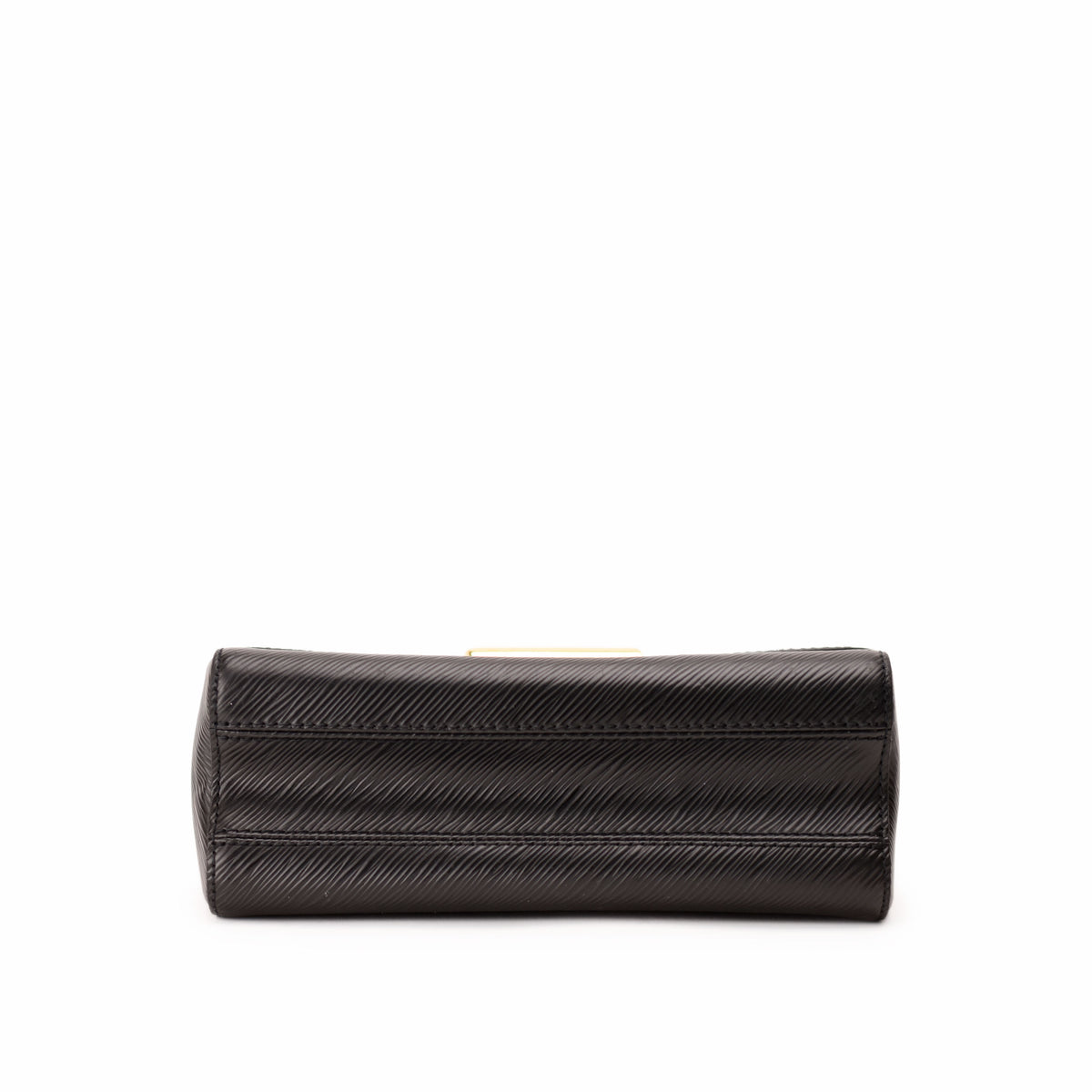 Black textured leather clutch bag with gold-tone hardware. curated Pre-loved Luxury by Myluxe in Helsinki.