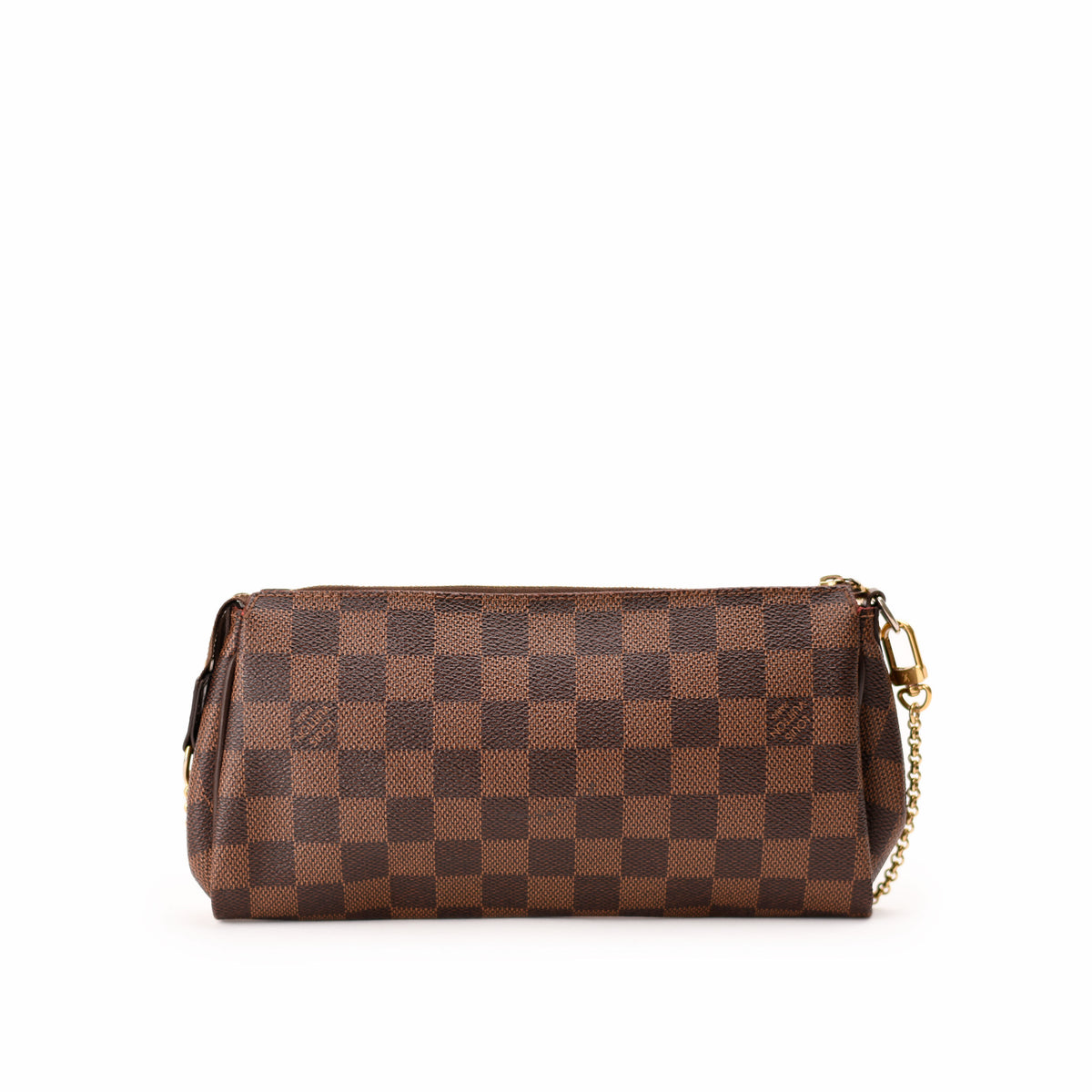 Louis Vuitton Damier Ebene checkered canvas pouch in brown. curated Pre-loved Luxury by Myluxe in Helsinki.