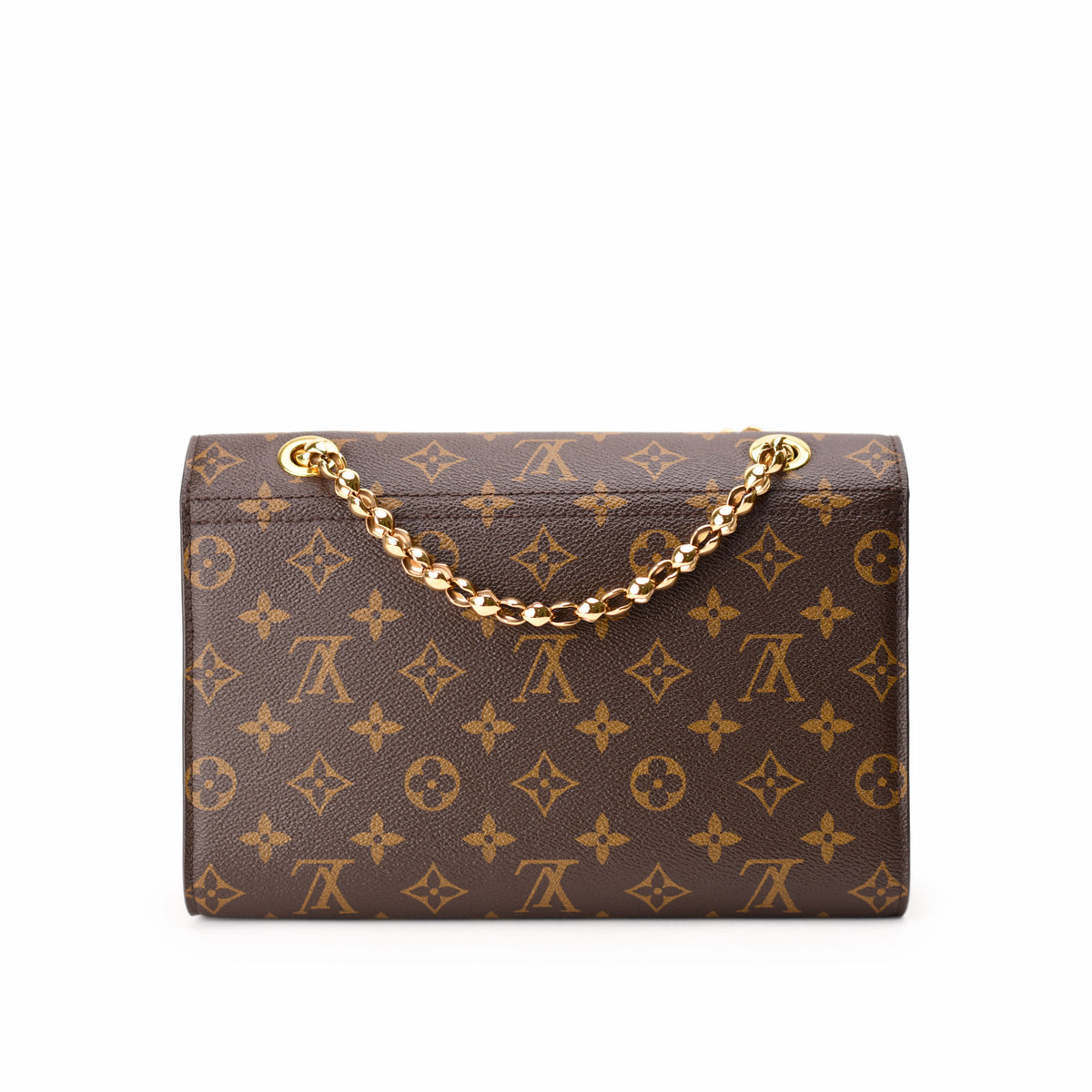 Brown Louis Vuitton monogram canvas handbag with gold chain strap, curated Pre-loved Luxury by Myluxe in Helsinki.